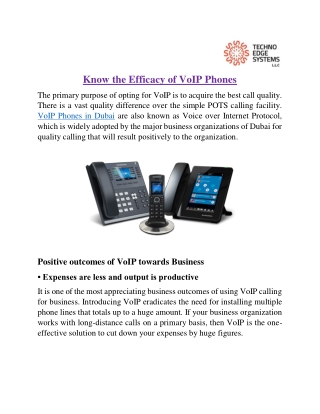 Know the Efficacy of VoIP Phones