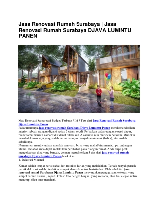 Jasa Renovasi Rumah Surabaya | Jasa Renovasi Rumah Surabaya DJAVA LUMINTU PANEN