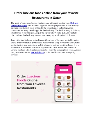 Order luscious foods online from your favorite restaurants in Qatar