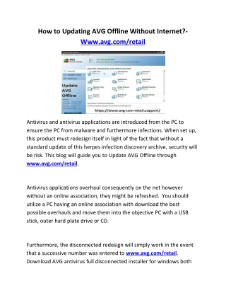 How to Updating AVG Offline Without Internet?- Www.avg.com/retail
