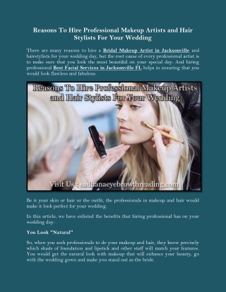 Reasons To Hire Professional Makeup Artists and Hair Stylists For Your Wedding