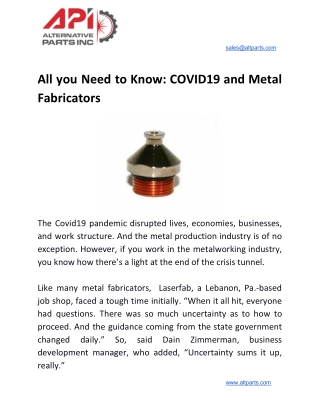 All you Need to Know: COVID19 and Metal Fabricators