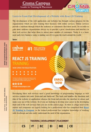 React JS Training in Gurgaon