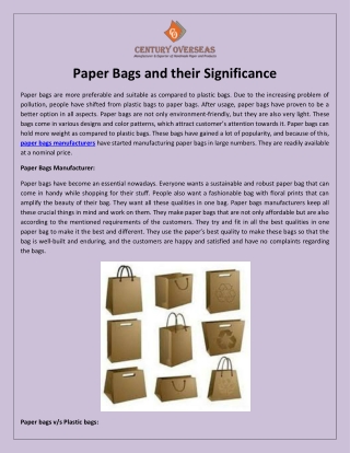 Paper Bags and their Significance