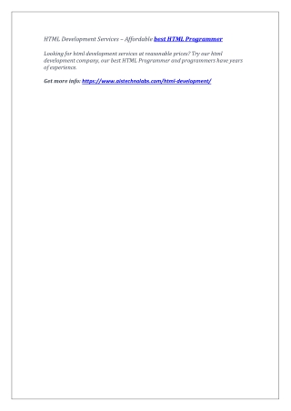 HTML Development Services – Affordable best HTML Programmer