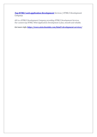 Top HTML5 web application Development Services | HTML5 Development Company
