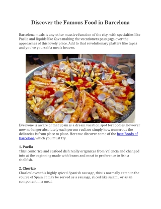 Discover the Famous Food in Barcelona