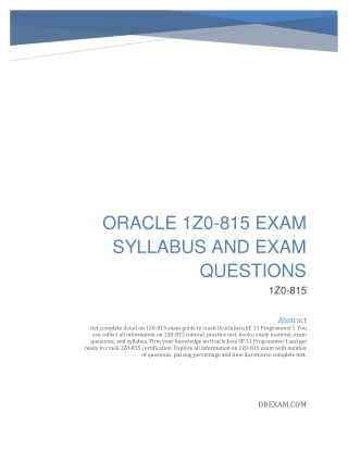 [PDF] Oracle 1Z0-815 Exam Syllabus and Exam Questions