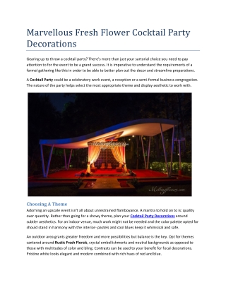 Marvellous Fresh Flower Cocktail Party Decorations