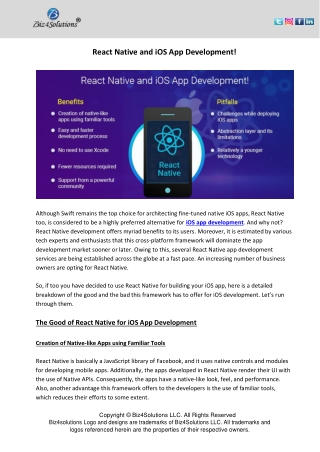 React Native and iOS App Development!