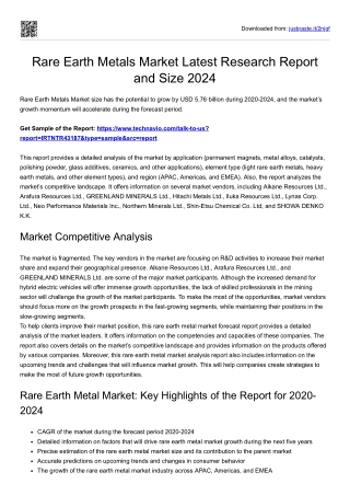 Rare Earth Metals Market Research Report 2024