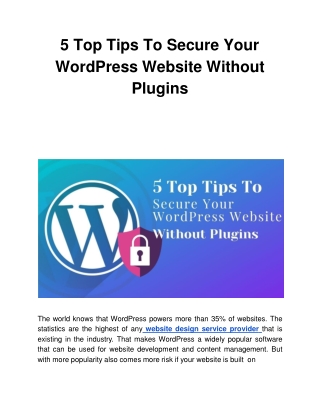 5 Top Tips To Secure Your WordPress Website Without Plugins