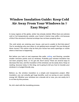 Window Insulation Guide: Keep Cold Air Away From Your Windows in 7 Easy Steps!