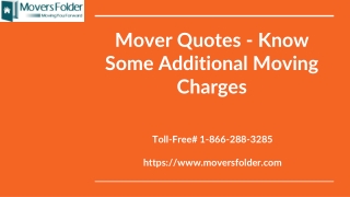 Mover Quotes - Know Some Additional Moving Charges