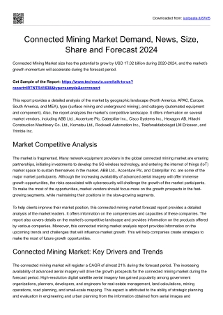 Connected Mining Market Analysis Report and Demand 2024