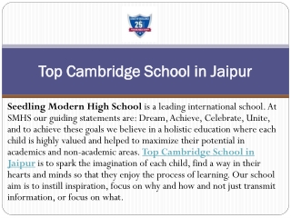 Top Cambridge School in Jaipur