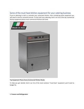 Some of the must have kitchen equipment for your catering business