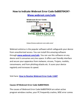 How to Indicate Webroot Error Code 0x80070424?- Www.webroot.com/safe