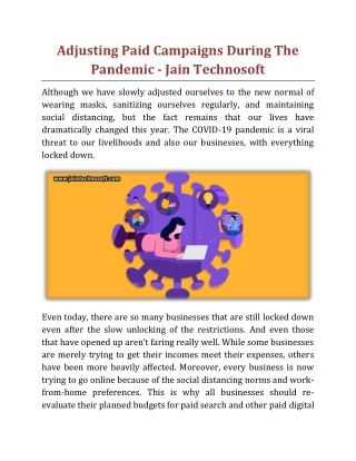 Adjusting Paid Campaigns During The Pandemic - Jain Technosoft