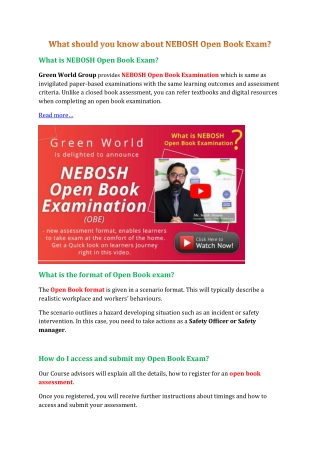 What should you know about NEBOSH Open Book Exam