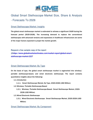 Global Smart Stethoscope Market Size, Trends & Analysis - Forecasts to 2026