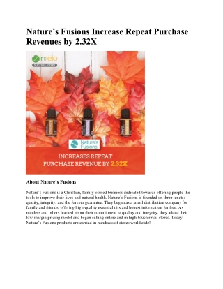 Nature’s Fusions Increase Repeat Purchase Revenues by 2.32X - Case Study