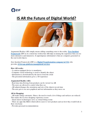 IS AR the Future of Digital World?