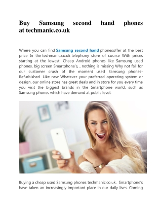 Buy Samsung second hand phones at techmanic.co.uk