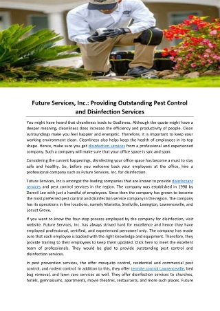 Future Services, Inc.- Providing Outstanding Pest Control and Disinfection Services