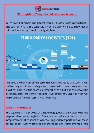 3PL Logistics- Things You Must Know About It