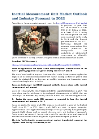 Inertial Measurement Unit Market Outlook and Industry Forecast to 2022