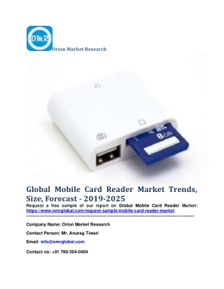 Global Mobile Card Reader Market Trends, Size, Forecast - 2019-2025