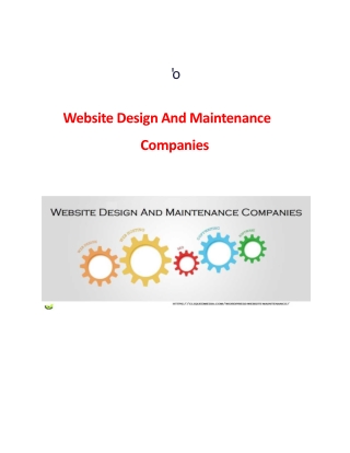 Website Design And Maintenance Companies