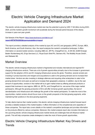 Electric Vehicle Charging Infrastructure Market Demand, News and Size 2024