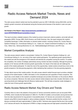 Radio Access Network Market Technological Growth 2024