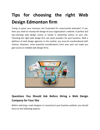 Tips for choosing the right Web Design Edmonton firm