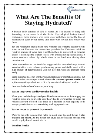 What Are The Benefits Of Staying Hydrated?