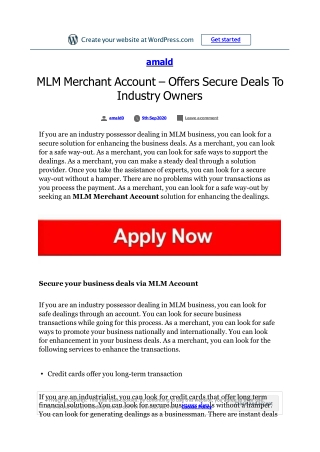 MLM Merchant Account Offers Secure Deals To Industry Owners