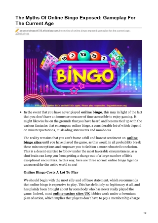 The Myths Of Online Bingo Exposed: Gameplay For The Current Age