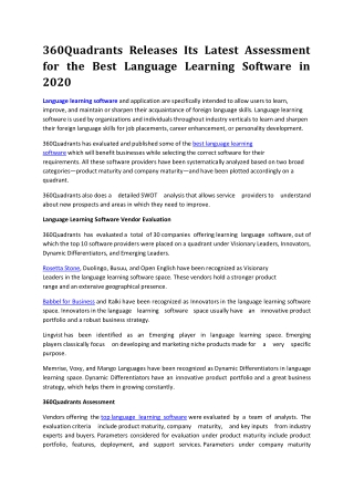 Best Language Learning Software in 2020 - 360Quadrants