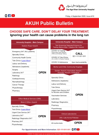 AKUH COVID-19 Public Bulletin 4th Sept. 2020