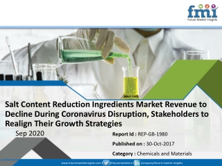 Salt Content Reduction Ingredients Market Revenue to Decline During Coronavirus Disruption, Stakeholders to Realign Thei