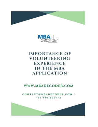Importance of volunteer community service in MBA application