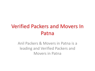 Trusted Packers and Movers In Patna