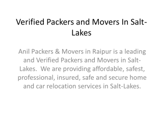 Trusted Packers and Movers In Salt-Lakes