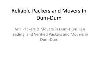 Trusted Packers and Movers In Dum-Dum