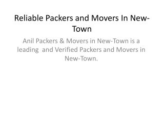 Reliable Packers and Movers In New-Town