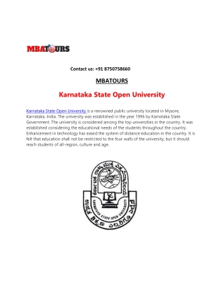 Karnataka State Open University | Course | Fees| Admission
