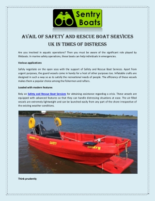 Avail of Safety and Rescue Boat Services UK in Times of Distress