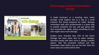 Tips On Being Careful To Prevent Water Damage